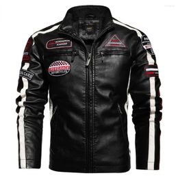 Herrenjacken Herren Vintage Motorradjacke 2024 Männer Mode Biker Leder Männliche Stickerei Bombermantel Winter Pu Mantel