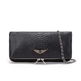 2022ZV Women's Bag New Snake Pattern One Shoulder Crossbody Women's Bag French Wing Bag Top Flip Bag