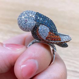 Bands GODKI 2022 Trendy Parrot Charms Cubic Zircon Statement Ring for Women Finger Rings Beads Charm Ring Bohemian Beach Jewelry