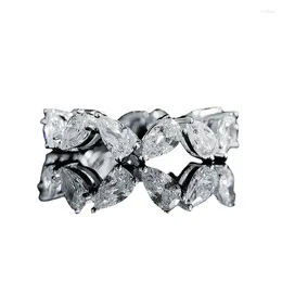 Cluster Rings 2024 925 Silver Pear Shaped Water Drops 3 5 Row Ring Ins Cold Wind Stacked Diamond