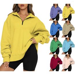 Women's Hoodies Women Long Sleeve Oversized Half Zip Pullover Sweatshirt Hoodie Sweater Trendy Fall Blouse Clothes