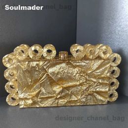 Shoulder Bags Acrylic clutch bag women designer evening party box purse 2023 new gold ivory black pearl Colour handbag wholsale T240123