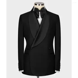 Men's Suits Solid Colour Double Breasted Shawl Lapel Regular Length Prom Party Costume Homme Slim Fit Chic 2 Piece Jacket Pants Blazer Outfit