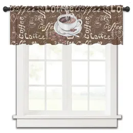 Curtain Vintage Style Coffee Beans Sugar Kitchen Small Voile Window Valance Tulle Sheer Short Bedroom Home Decor