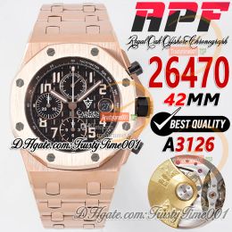 Super Edition APF 42mm Rose Gold Automatic Chronograph Mens Watch With Textured Dial, Numeral Markers, And Stainless Steel 14k Gold Bracelet