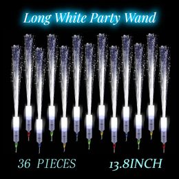 36Pcs 14inch Upgrade Long Wedding Sparklers White Fibre Optic Wand 3 Mode LED Light Up Stick Glow Party Supply Favour 240122