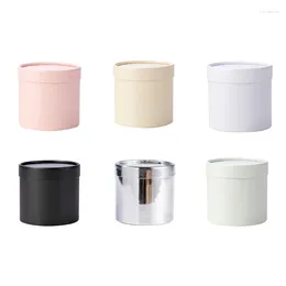 Gift Wrap Round Flower Boxes Women Packaging Paper Bag With Lid For Florist Bouquet Box Storage