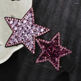 Hair Clips Shiny Cute Colourful Rhinestone Star Pentagram Accessories For Women Girls Sweet Harajuku Bling Crystal Pins