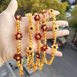 Pendant Necklaces 2 Styles Amber Teething Necklace/Bracelet for Baby Genuine Baltic Amber Jewellery with Sunflowers for Girls Women Chriristmas Gift