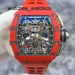 RM Wrist Watch RichardMillle Wristwatch Rm11-03 Automatic Mechanical Watch Rm1103 Fq Red Ntpt Carbon Fibre Calendar Month Chronology Warrant