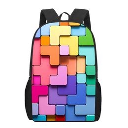 Bags Lines Lattice Art Colorful Cool Print Students School Bag Teenager Girls Boys Kids Book Bag Casual Backpack Storage Rucksacks