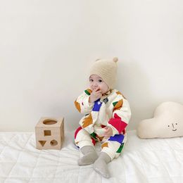 Winter Baby Boys And Girls Matching Colour Plus Cashmere Onesie Crawling Clothes For Children Foreign Style Baby Clothes 240119