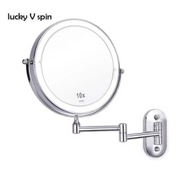 Mirrors 8inch Led Double Sided Swivel Wall Mount Vanity Mirror3x 5x 10x Magnification Touch Button Makeup Mirror
