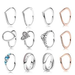 Rings NEW 925 Sterling Silver Heart Of Winter Ring Clear CZ Fairytale Tiara Patterns of Frost Moonlight Blue & SkyBlue Crystal