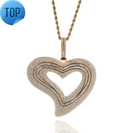 INS Popular Fashion Jewellery Zircon Hollowed Out Irregular Heart Pendant Necklace Sweater Chain Wholesale For Women Men