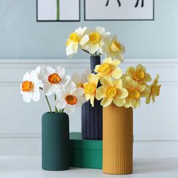 Decorative Flowers 10Pcs Latex Film Narcissus Artificial For Home Decoration Wedding Party Layout Flower Fake Daffodil Pography Props