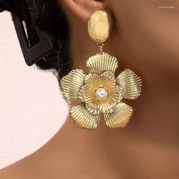 Stud Earrings Post Big Flower Earring Women Girls Gifts Gold Plating Vintage Fashion Jewelry Party Gift 2024 Style