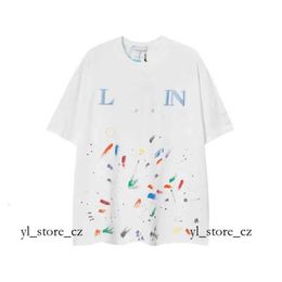 2023 Designer Luxury Lanvin Classic Hand Painted Graffiti Speckled Short Sleeve T-shirt for Men and Women Trendy Loose Comfortable Fashion Trend Brand Lanvin 8523