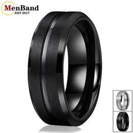 Bands MenBand Fashion 6MM 8MM Black Tungsten Carbide Ring For Men High Quality Punk Vintage Wedding Male Jewelry Gifts