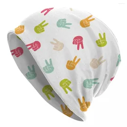 Berets Colourful Hands Gesture Cap Vintage Men Women Outdoor Skullies Beanies Hat Summer Warm Head Wrap Bonnet Knit