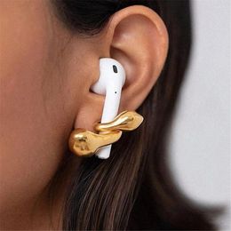 Stud Earrings Anti-Lost Earring Gold Colour Strap Wireless Earphone Holder For Airpods Earbuds Ear Hook Silicone Connector Sport Ancessories