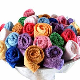 Towel Wholesale 120Pcs Lot 2525Cm Car Wash Towels Microfiber Bamboo Charcoal Super Absorbent Bk Pack 200Gsm Drop Delivery Home Garde Dhlor