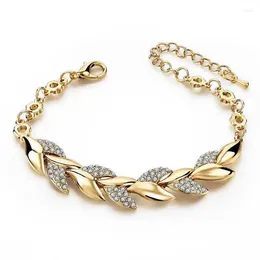 Link Bracelets Charm Crystal Wedding For Women Anniversary Valentines Day Gifts Aesthetic Jewelry Braided Leaf Bracelet