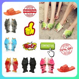 Designer Casual Platform Fish shrimp funny slippers Men Woman anti slip wear-resistant Light weight breathable Low soles sandals Flat Summer Beach Slipper