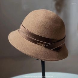 Berets High-end Quality Boutique Wool Hat Autumn And Winter Socialite Light Luxury Commuter Felt Fisherman