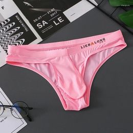 Underpants Mens Ice Silk Big Pouch Underwear Bikini Hombre Lingerie Male Panties Briefs Ropa Interior Low Waist Boys Soft