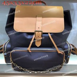 Whole Mountain backpack Trio Bosphore 44658 oxidizing leather double Shoulder chain backpack travel bags men women school bag 2509