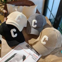 Baseball cap female autumn and winter new corduroy sports C letter wholesale outdoor with men's warm cap Q240123