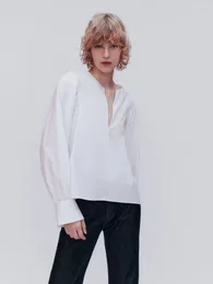 Women's Blouses Women 2024 Fashion Summer Casual Fold Design Long Sleeve White Shirt Vintage All-Match Chic Female Shirts Blusas Tops