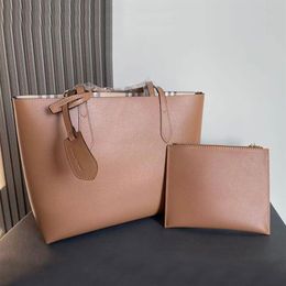 Double-Sided Shopping Bag Large Capacity Tartan Handbag Purse Women Tote Bags Plaid Classic Stripes Zipper Wallet In Hand Lady Sho210A