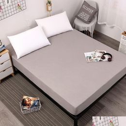 Bedspread Household Solid Bed Er Waterproof Mattress Anti-Slip Black Gray White Wine Red Drop Delivery Home Garden Textiles Bedding S Dhik8