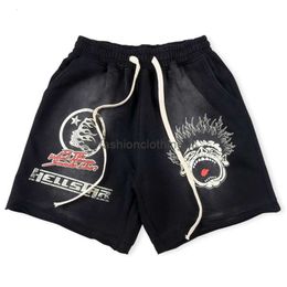 2024SS Hell Star shorts Men's Shorts Summer Hellstar Classic Flame Letter Print Men Women Short Pants Streetwear Terry Fabric Casual Trousers