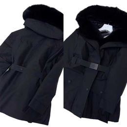 Women skiwear winter imported fox hair large fur collar over coat goose European goods down jacket