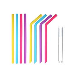 Drinking Straws Colorf Sile Sts For Cups Food Grade 25Cm Straight Bent St Bar Home Drop Delivery Garden Kitchen Dining Barware Dh3Xb