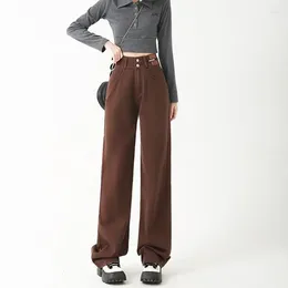 Women's Jeans Retro Brown High Waist Loose Straight Leg Pants Women 2024 Fashion Y2k Casual Streetwear Female Baggy Trouser