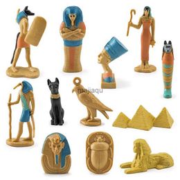 Action Toy Figures Simulated 12pcs Set Ancient Egypt Sphinx Pyramid Mummy Queen Isis Mini Model Figure Home Decoration