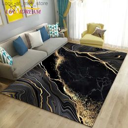 Carpet Nordic Black Gold Blue Marble Area Rug LargeCarpet Rug for Living Room Bedroom Sofa Doormat Decorationkids Non-slip Floor Mat Q240123