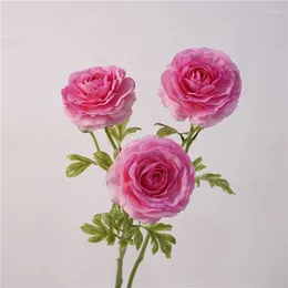 Decorative Flowers Artificial Dew Lotus Branch Latex Fake Valentine Gift Holiday Decoration Real Touch Simulation Flower Buttercup Peony