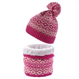 Ball Caps Autumn Winter Knitted Wool Snowflake Warm H Scarf Hat Set Gloves Boys