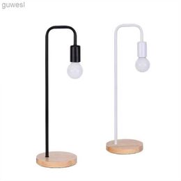 Desk Lamps Nordic Table Light Black White Loft Vintage Desk Lamp Wooden E27 5W Bulb Table Lamps Metal Iron Fixtures Simple Style YQ240123