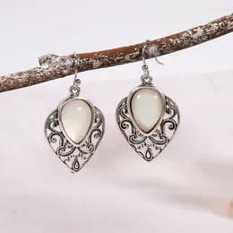 Dangle Earrings Vintage Moonstone Retro Silver Colour Waterdrop Birds Moon Stone Hook Earring For Women Trendy 2024