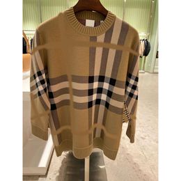 Sweaters Men's Designer Hooded Plaid Long Sleeve T-shirt Wool Knit Crewneck Sweatshirt Men Ladies Sweater Loose Pullover Large 3xl