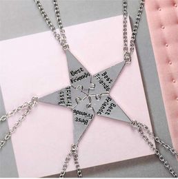 Pendant Necklaces 5pcs/Set Best Friend Necklace Creative Pentagram Pendant Alloy Accessories Friendship Necklace For Men And Women