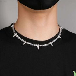 Hip Hop Tennis Necklace Wolf Tooth Soild 925 Silver Chain Jewellery 4mm Vvs Moissanite Diamond Tennis Necklace