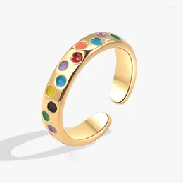 Cluster Rings BF CLUB 925 Sterling For Women Fashion Geometric Handmade Irregular Colour Stone Dots Ring Party Christmas Gift