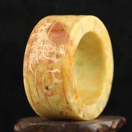 Pendants Old China Natural Jade Hand Carved statue dragon ring cong pendant d1